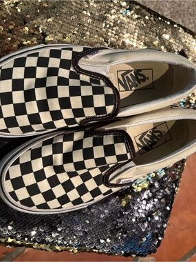 Vans Black & White Checkerboard Slip-On Sneakers